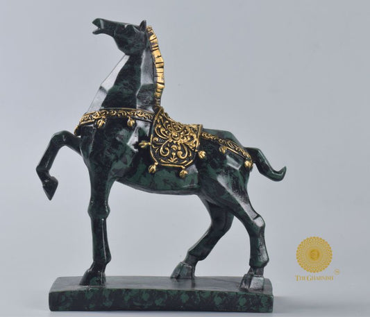 The Gharnish marching horse centre table showpiece, a detailed animal figurine with a polished finish, ideal for home décor.