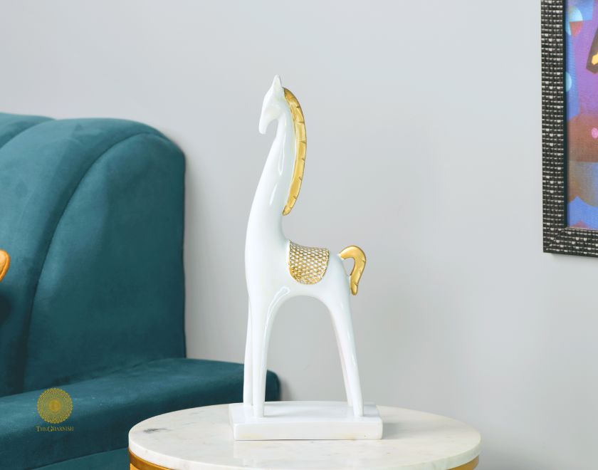 Pair of Contempory Long Neck Horse Statue - The Gharnish - A Unit of Satkala Creations