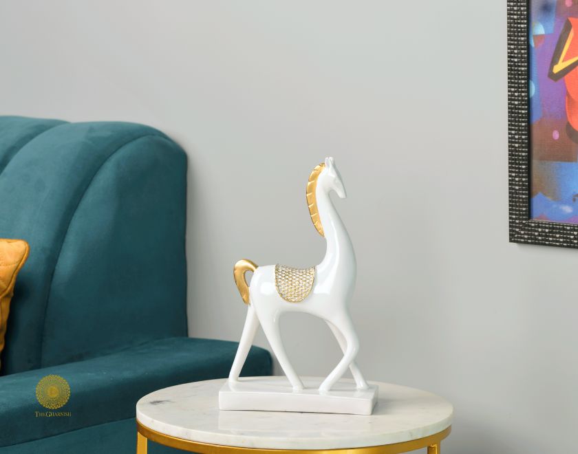 Pair of Contempory Long Neck Horse Statue - The Gharnish - A Unit of Satkala Creations