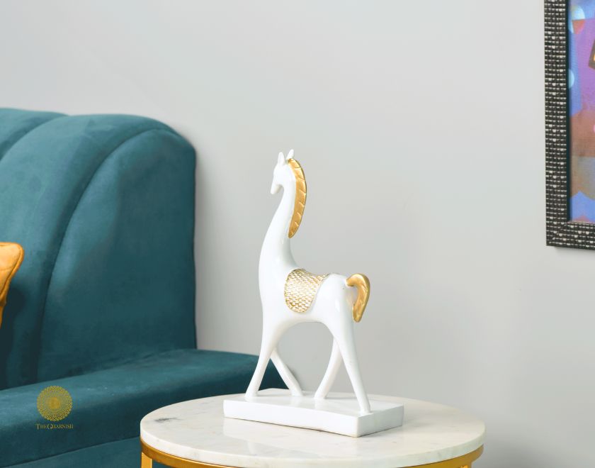 Pair of Contempory Long Neck Horse Statue - The Gharnish - A Unit of Satkala Creations