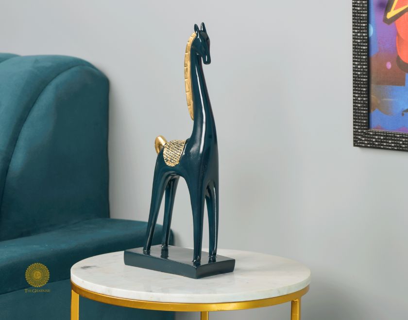 Pair of Contempory Long Neck Horse Statue - The Gharnish - A Unit of Satkala Creations
