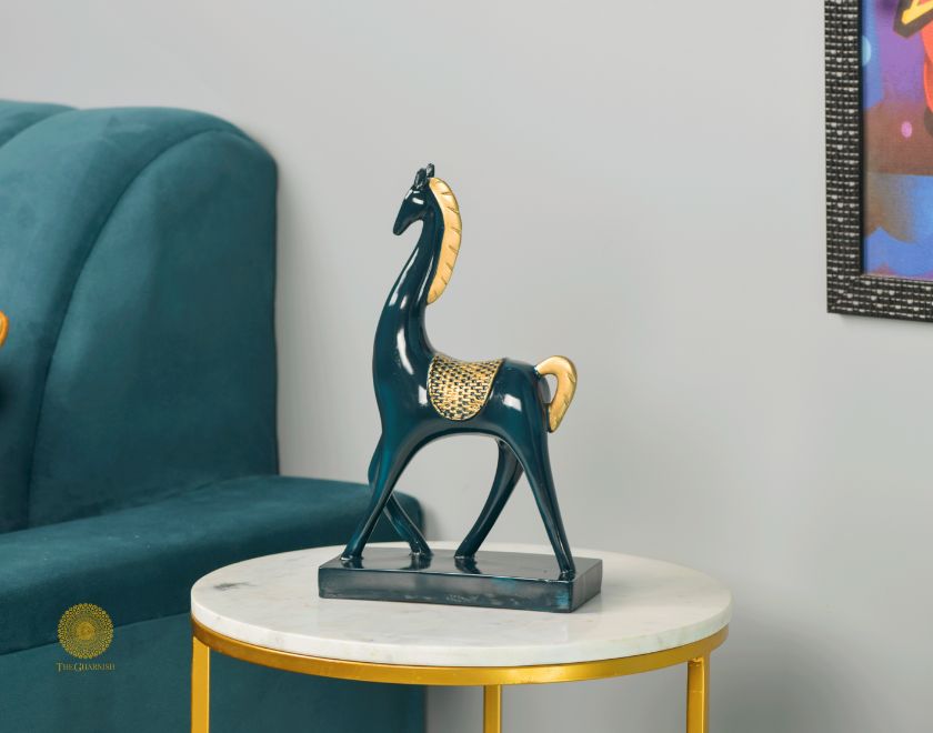 Pair of Contempory Long Neck Horse Statue - The Gharnish - A Unit of Satkala Creations