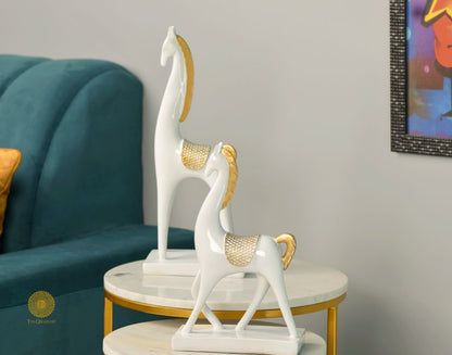 Pair of Contempory Long Neck Horse Statue - The Gharnish - A Unit of Satkala Creations