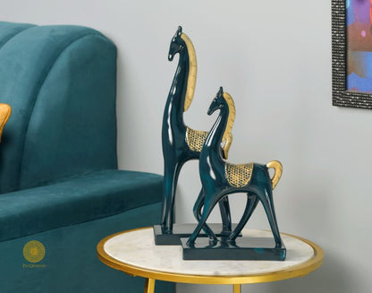 Pair of Contempory Long Neck Horse Statue - The Gharnish - A Unit of Satkala Creations