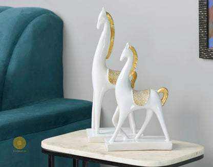 Pair of Contempory Long Neck Horse Statue - The Gharnish - A Unit of Satkala Creations