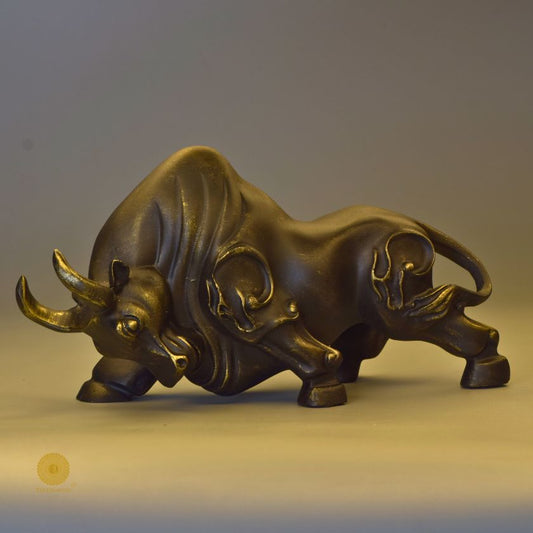 Stock market bull statue by The Gharnish, a devil bull animal figurine for home or office decor.