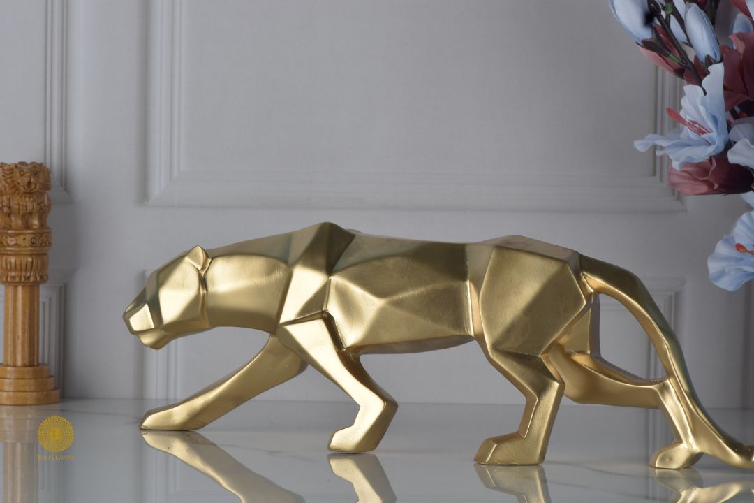 Surreal Panther Figurine - Golden - The Gharnish - A Unit of Satkala Creations