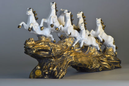 White Seven Horse for Vastu and Home Living - The Gharnish - A Unit of Satkala Creations