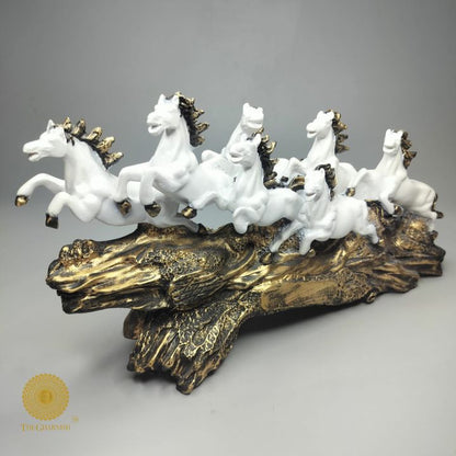 White Seven Horse for Vastu and Home Living - The Gharnish - A Unit of Satkala Creations