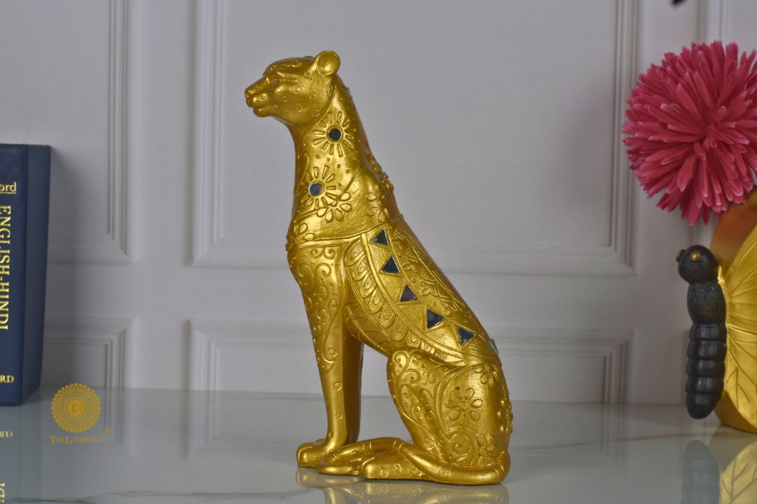 Golden Leopard Figurine - The Gharnish - A Unit of Satkala Creations