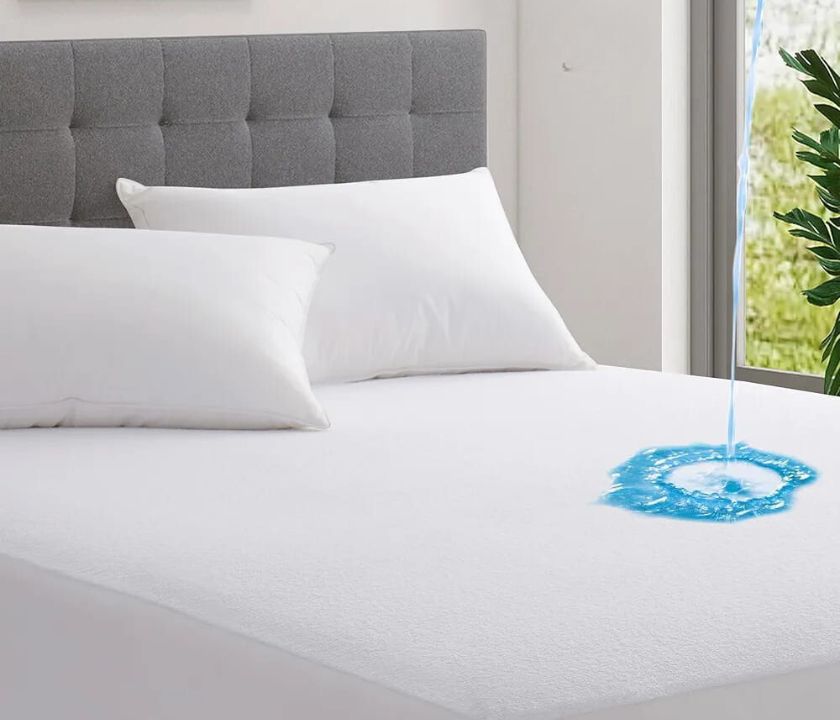 Premium-quality terry cotton waterproof mattress protector by The Gharnish, designed to keep mattresses dry and comfortable.