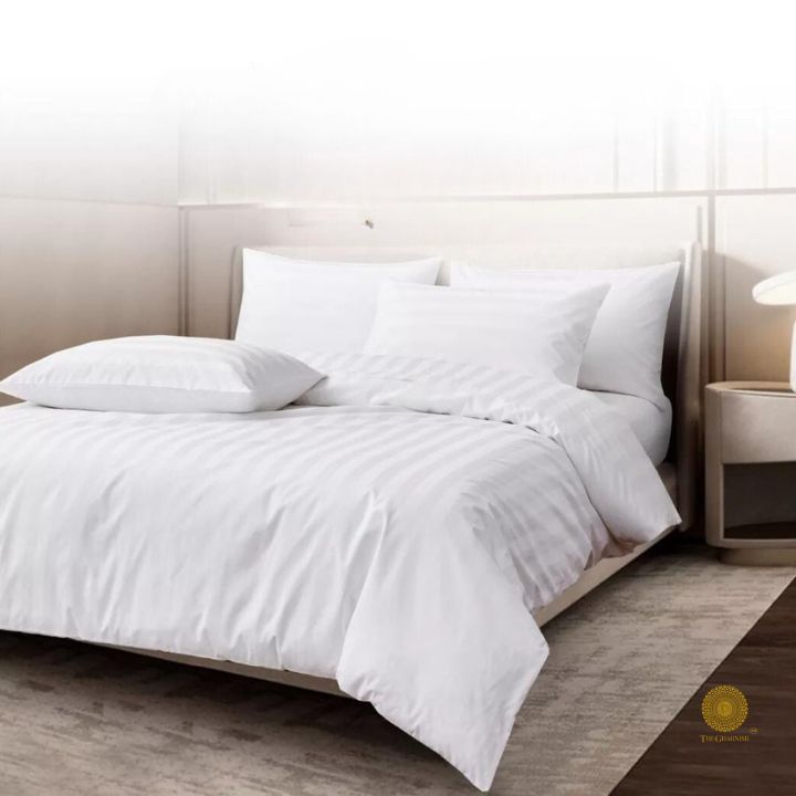 Premium Stripe Comforter from The Gharnish, soft bedding with a stylish striped design, plush and cozy for a comfortable bedroom.