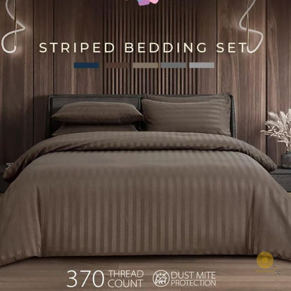 Premium stripe comforter from The Gharnish, showcasing soft bedding with a stylish striped pattern and quilted texture.