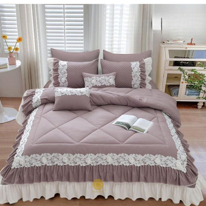 Grey Zayna Premium Quality Bedding Set by The Gharnish, 6-piece imported bedding with soft fabric and elegant design.