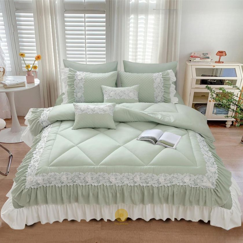 Grey Zayna Premium Quality Bedding Set by The Gharnish, 6-piece imported bedding with soft, comfortable fabric and elegant design.
