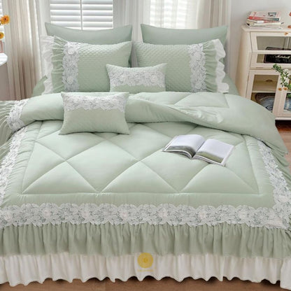 Grey Zayna Premium Quality Bedding Set by The Gharnish with 6 pieces, including duvet cover, sheets, and pillowcases.