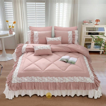 Grey Zayna Premium Bedding Set by The Gharnish with 6 pieces, including pillows and duvet cover, made from imported fabric.