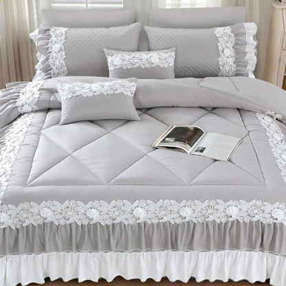 Grey Zayna Premium Quality Bedding Set by The Gharnish, 6-piece imported bedding with soft, comfortable fabric and stylish design.