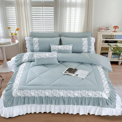 Grey Zayna premium bedding set by The Gharnish, 6-piece imported bedding set with soft fabric and stylish design.