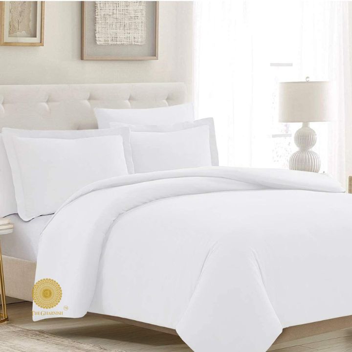 Organic cotton bedsheet from The Gharnish with 300 thread count, soft, breathable bedding for a comfortable sleep.