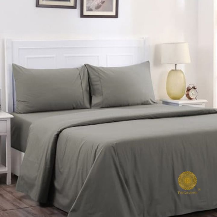 Organic cotton bedsheet by The Gharnish with 300 thread count, soft and breathable bedding in a cozy, natural fabric design.