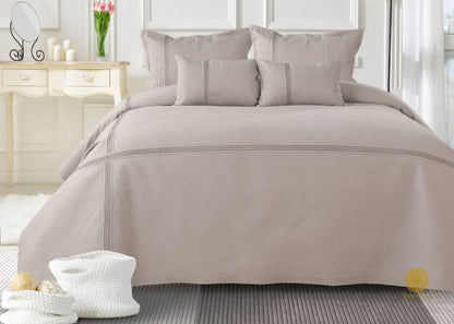 Premium quilted bedding set by The Gharnish, 8-piece bedding set with stylish quilted design and matching pillowcases.