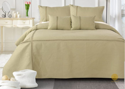 Premium quilted 8-piece bedding set by The Gharnish, featuring soft, stylish bedding with intricate quilting details.