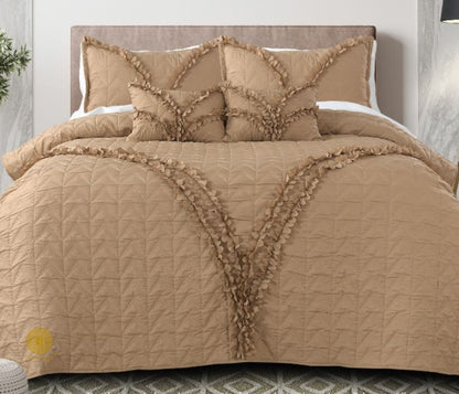 Aqua Classy and Designer 5-piece bedding set by The Gharnish, featuring elegant bedding with coordinated pillowcases and duvet cover.