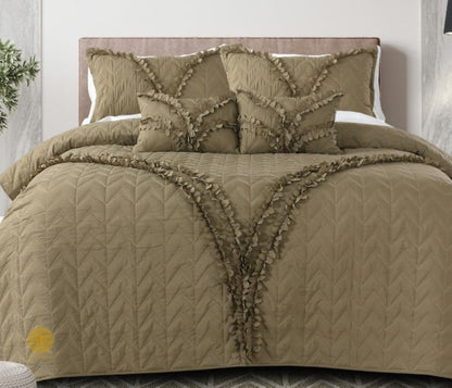 Aqua Classy and Designer 5-piece bedding set by The Gharnish featuring stylish, coordinated bedding with intricate patterns and soft textures.