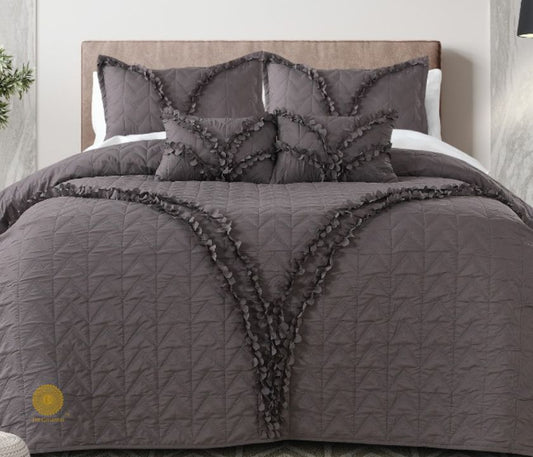 Aqua classy and designer 5-piece bedding set by The Gharnish featuring elegant patterns on soft fabric.