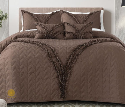 Aqua-colored designer bedding set by The Gharnish with 5 pieces, featuring elegant patterns and soft fabric for a luxurious look.