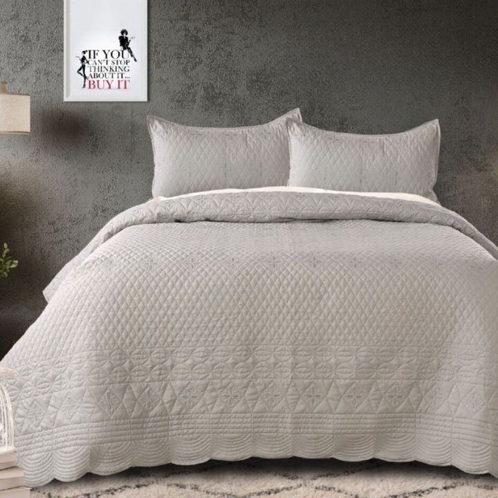 CRIMSON ANANTARA EMBROIDERY & QUILTED  BEDCOVERS - The Gharnish - A Unit of Satkala Creations
