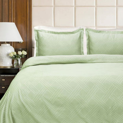 Egyptian Cotton 400 TC king size bedding set by The Gharnish with three pieces, including fitted sheet, flat sheet, and pillowcases.
