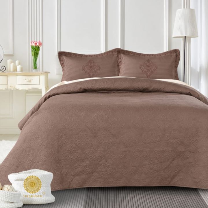 Estorado Premium Cotton Quilted Bedcover by The Gharnish, soft white bedding with a textured quilted pattern for a cozy bedroom look.