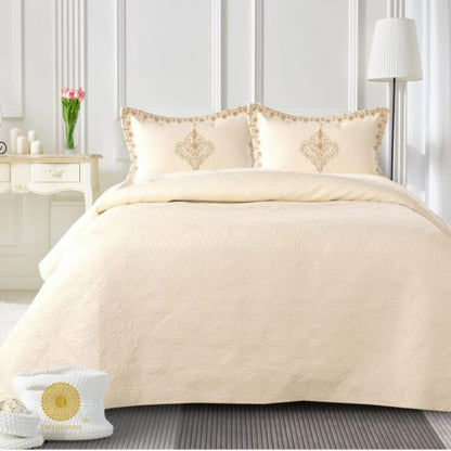 Estorado Premium Cotton Quilted Bedcover by The Gharnish featuring soft, white cotton with intricate quilted pattern for elegant bedding.