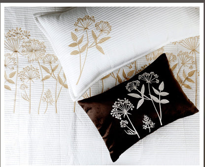 Fern and Petals Quilted Bedding Set of 5 - The Gharnish - A Unit of Satkala Creations