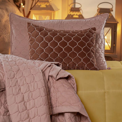 Luxury 5-piece quilted bedding set from The Gharnish with bedcover, pillow, and cushion covers in elegant fabric and design.