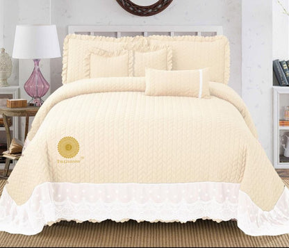 Luxury quilted 6-piece king size bedding set by The Gharnish, featuring elegant quilted design and plush fabric for a stylish bedroom look.