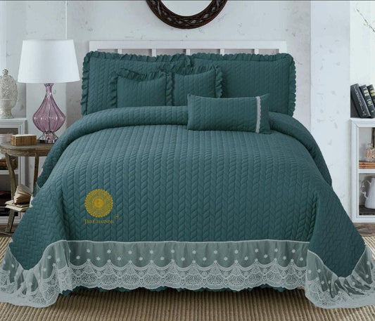 Luxury quilted king size bedding set by The Gharnish, includes 6-piece bedcover set with elegant, plush design.