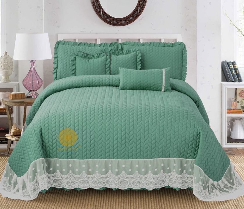 Luxury quilted king size bedding set by The Gharnish featuring a 6-piece bedcover set with elegant quilted design.