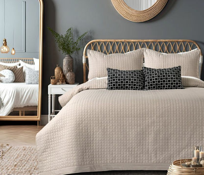 Luxury quilted bedcover 6-piece bedding set by The Gharnish, featuring elegant stitching and plush fabric for a stylish bedroom look.