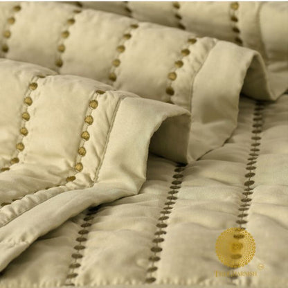 Moon Light Designer Quilted Bedding Set of 5 Pcs from The Gharnish, featuring elegant moon-themed quilted bed linens.