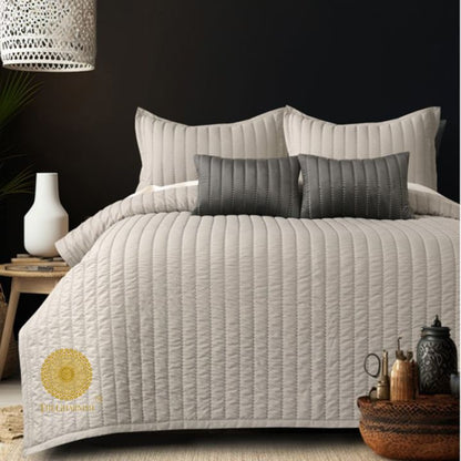 Moon Light designer quilted bedding set of 5 pieces by The Gharnish, featuring soft fabric and moonlight-inspired patterns.