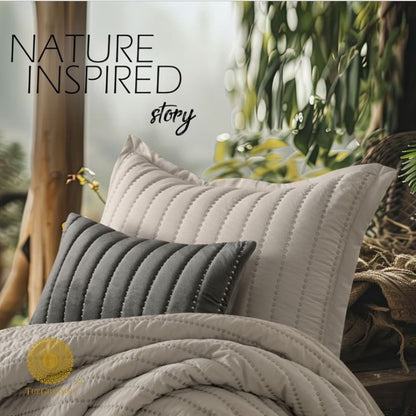 Moon Light designer quilted bedding set of 5 pieces by The Gharnish featuring soft, stylish bedding with moon light pattern and elegant stitching.