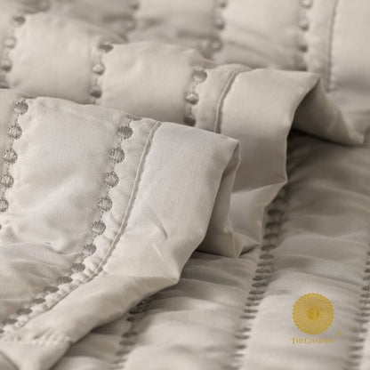 Designer Moon Light quilted bedding set of 5 pcs by The Gharnish, featuring soft bedding with moon light pattern and textured quilting.