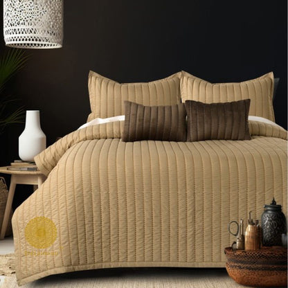 Moon Light Designer Quilted Bedding Set of 5 Pcs by The Gharnish, featuring luxurious quilted bed linens with moon light pattern.