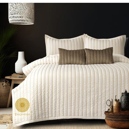 Moon Light designer quilted bedding set of 5 pieces by The Gharnish, featuring a soft, stylish bedspread with moonlight pattern.