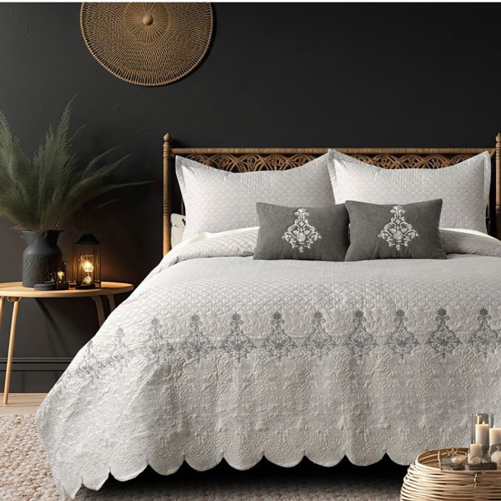 Mughlai quilted bedding set of 5 by The Gharnish, featuring intricate patterns and plush fabric for elegant bedroom decor.