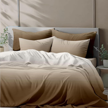 Colorful cotton bedding set by The Gharnish, 300 TC Ombrey design, includes 3 pieces with vibrant, soft fabric for a cozy bedroom.