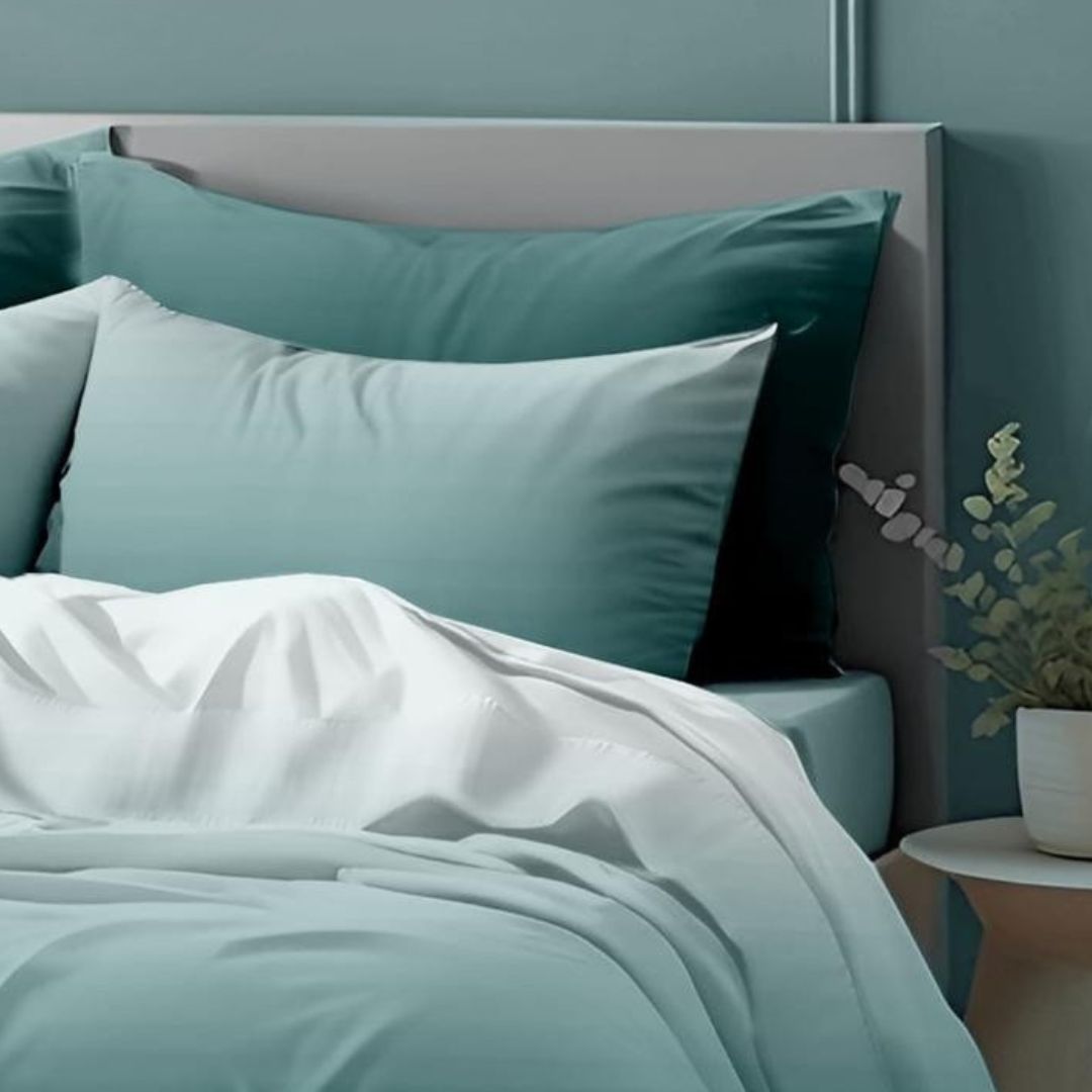 Colorful cotton bedding set of 3 by The Gharnish featuring vibrant ombre design and 300 TC thread count.
